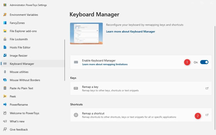 PowerToys Keyboard Manager.