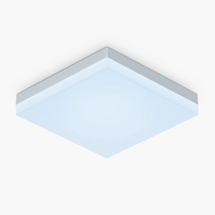 One Nanoleaf Skylight ceiling panel with a light blue color emitting