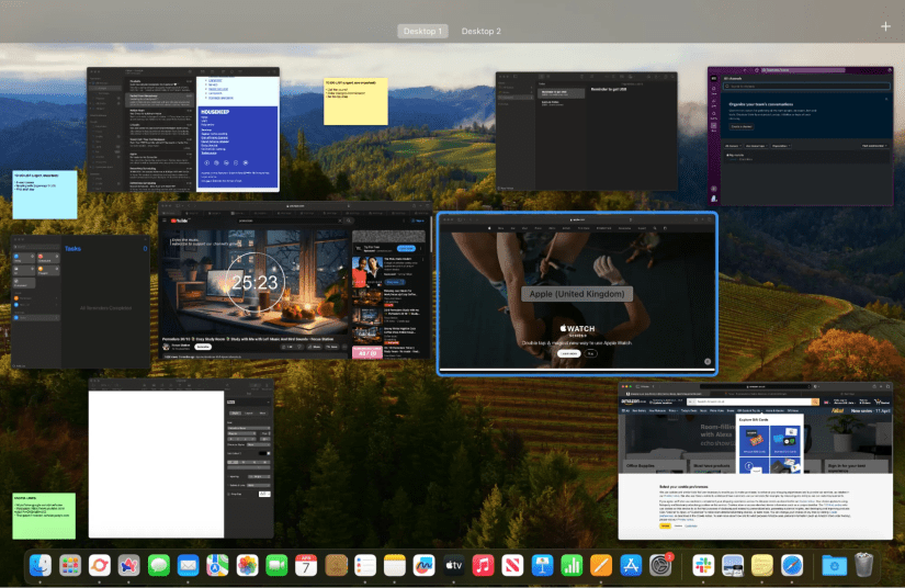 A Mac desktop showing several open browsers and apps.
