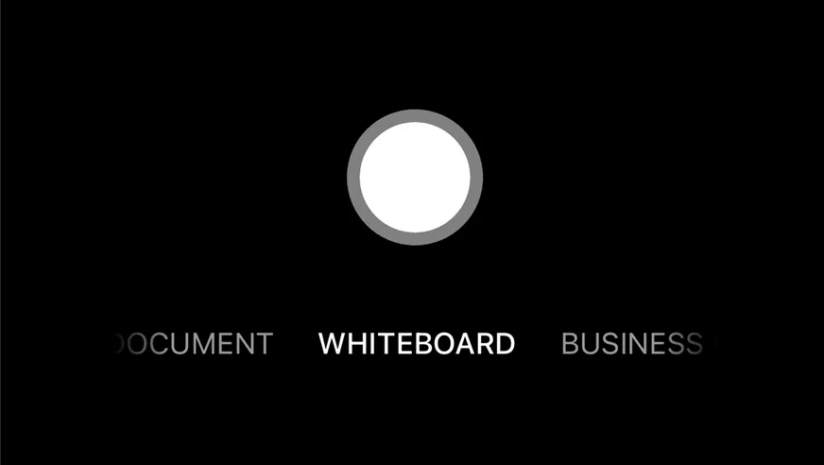 The iPhone OneDrive camera functions displayed along the bottom of the app&rsquo;s screen.