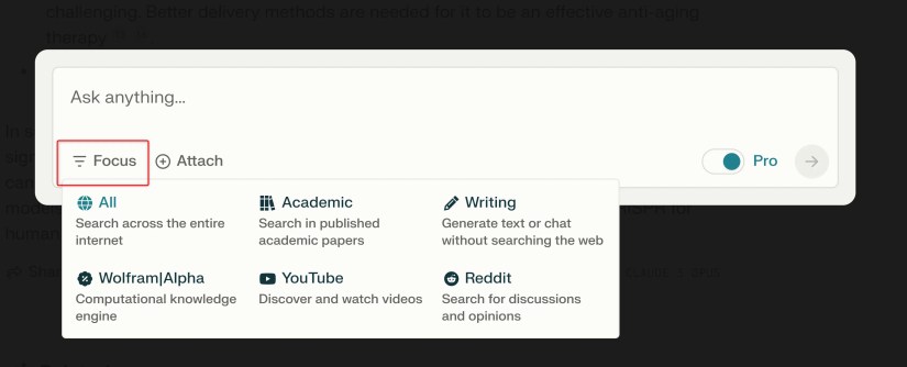 Perplexity Focus a Search to Particular Sources