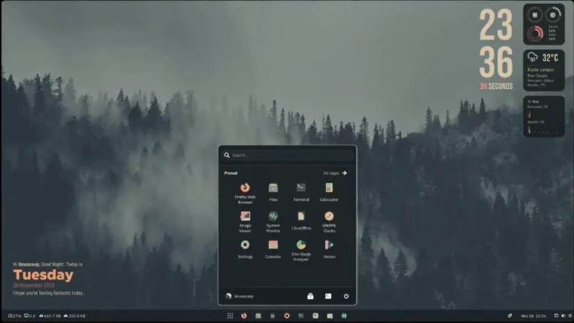 An example of the look and feel of the Ubuntu Linux distribution after being customized