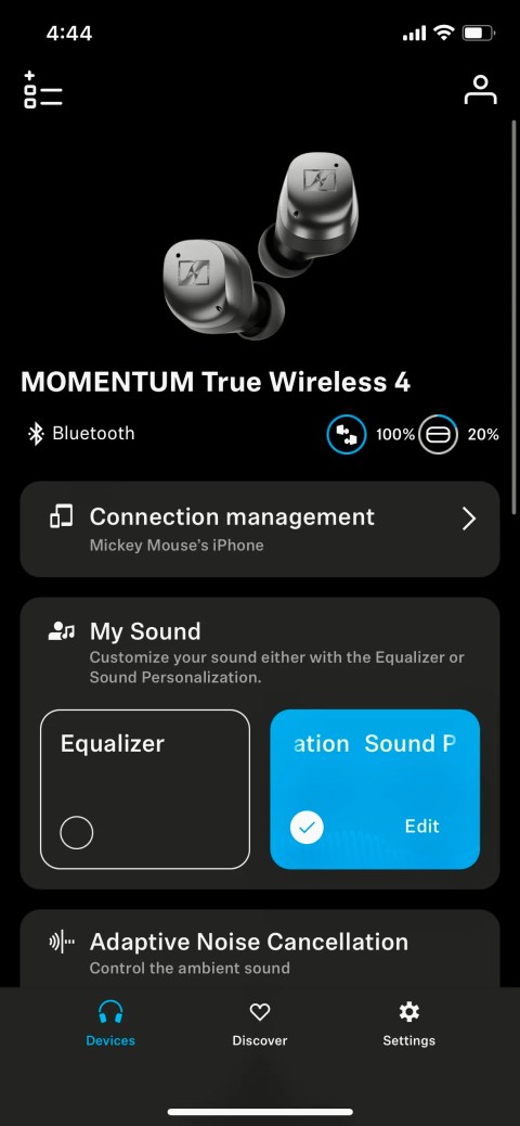 Device settings in the Sennheiser Smart Control app