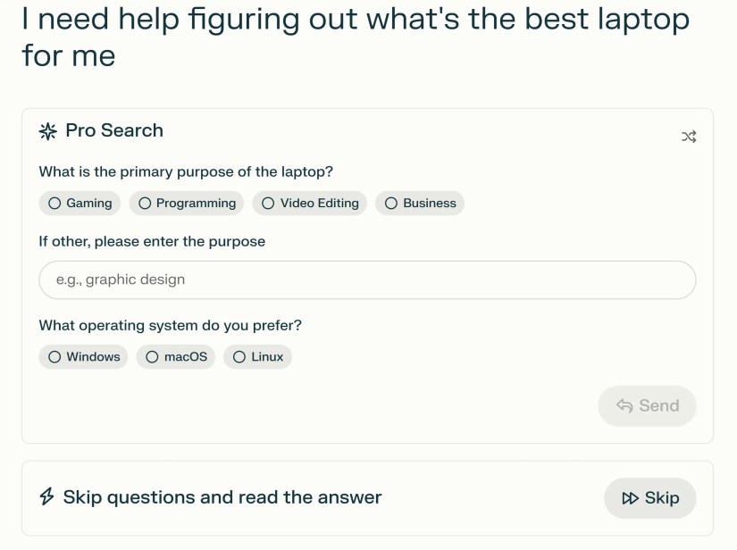 Showcasing Perplexity Pro Search feature