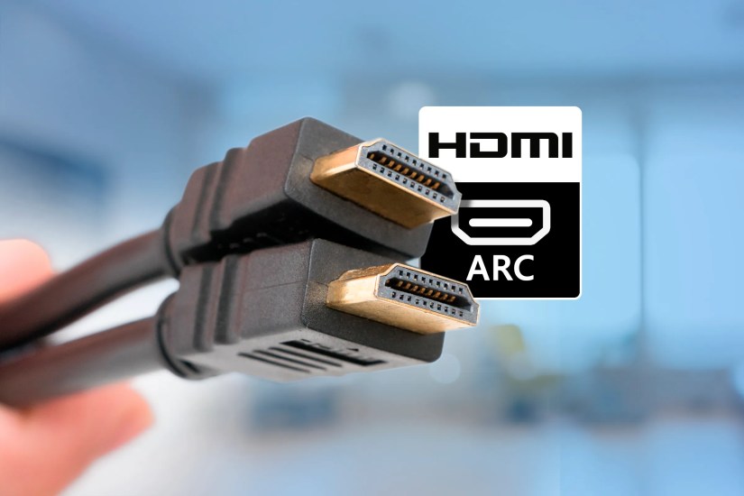 Two HDMI cables with the text &lsquo;HDMI ARC&rsquo; next to them.