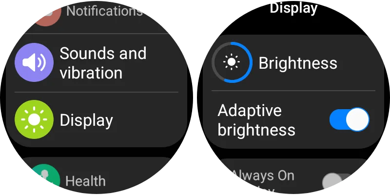 Adaptive Brightness on Samsung Galaxy Watch.