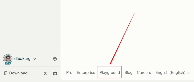 Perplexity Playground Option from Footer