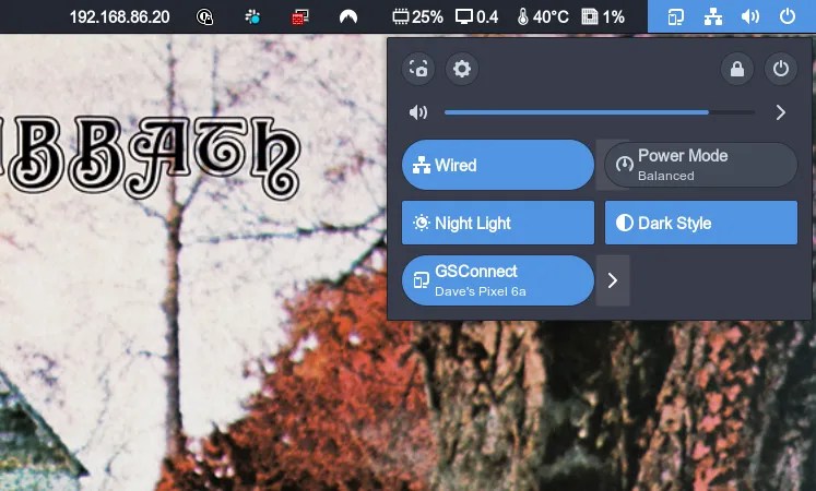 The GSConnect entry in the GNOME desktop system menu