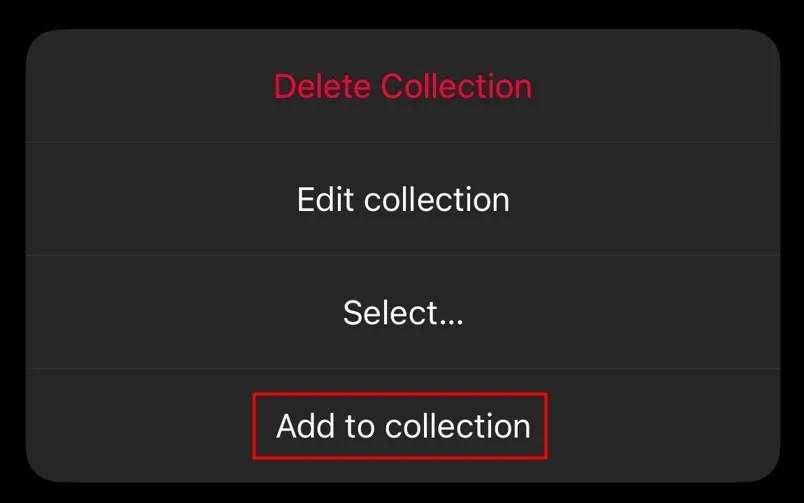 Add to Collection option on Instagram to add new collection to Collaborative Collections.