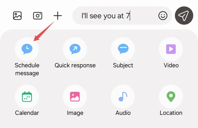 Messaging options in Samsung Messages