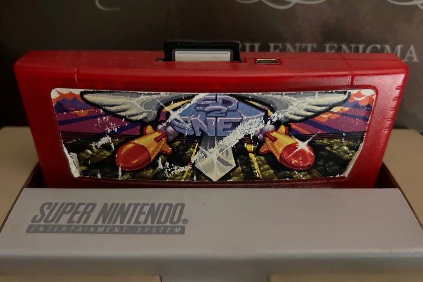 SD2SNES cart in Super Nintendo