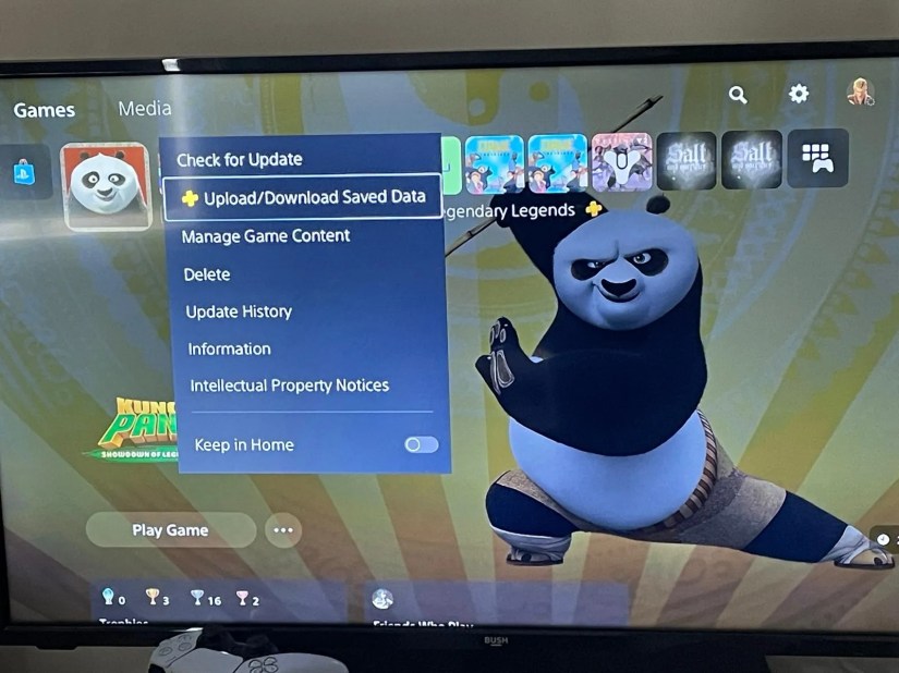 The option to upload save data to the cloud on PS5.