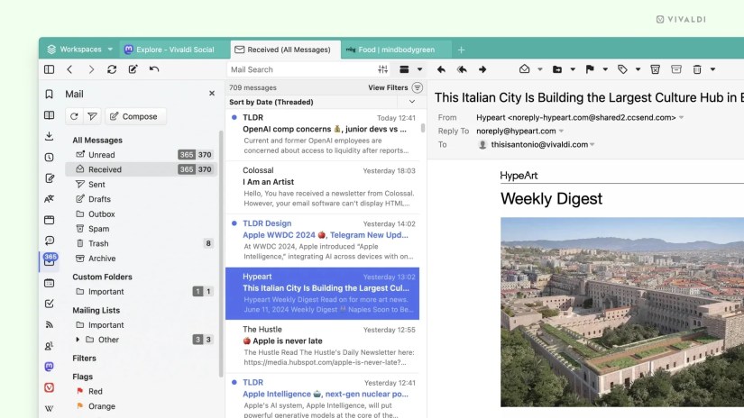 Screenshot of Vivaldi Mail