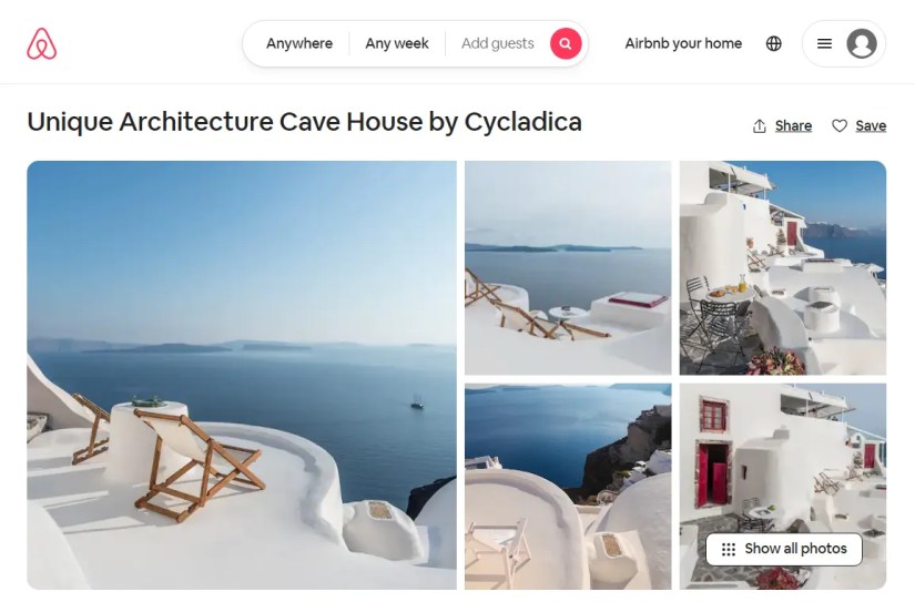 collection of images on Airbnb listing page