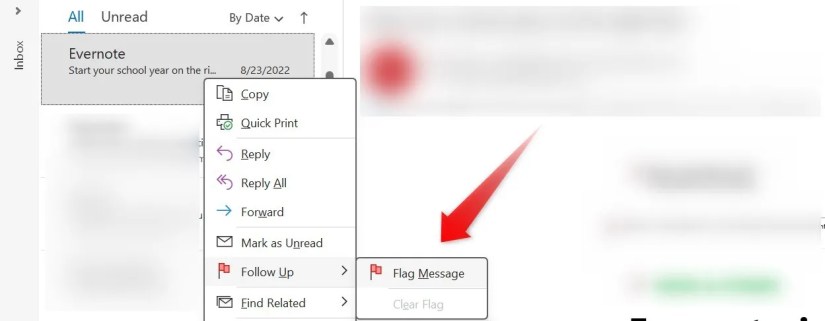Flagging an email in Outlook.