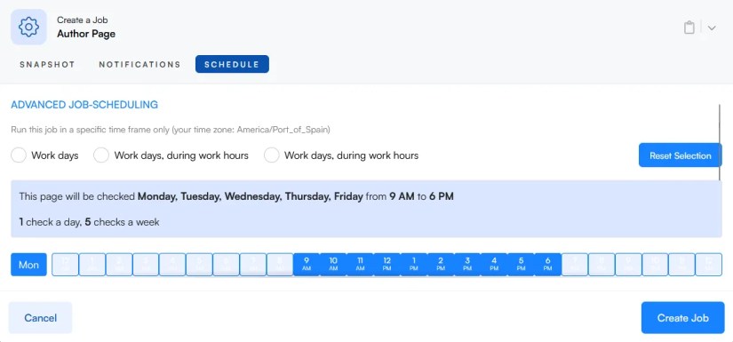 Advanced Job Scheduling on VisualPing