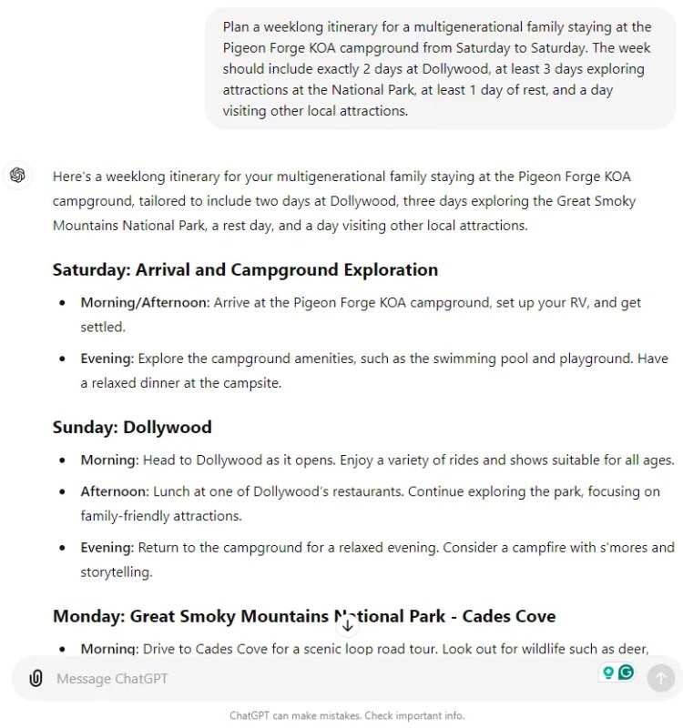 A screenshot of the challenge prompt and GPT&rsquo;s detailed response.