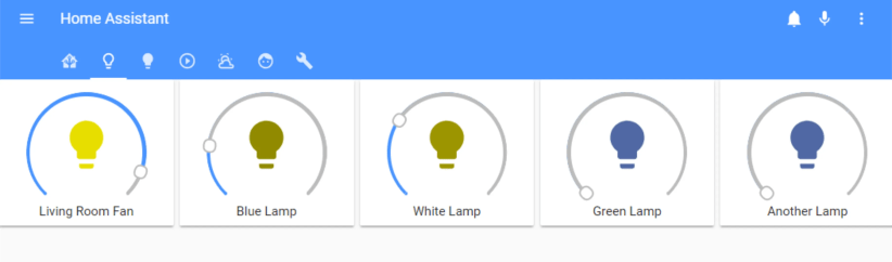 Home Assistant lighting settings.