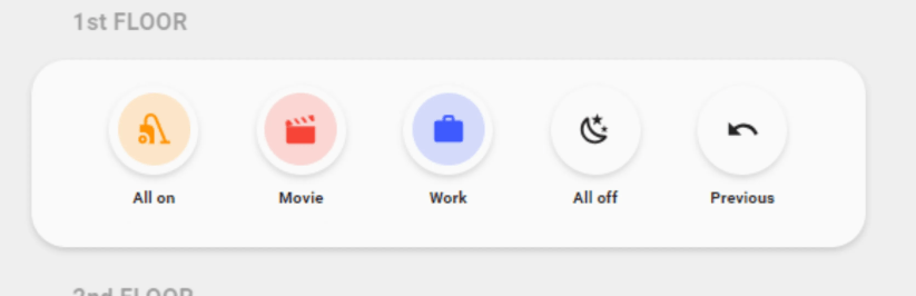 Different Home Assistant scenes.
