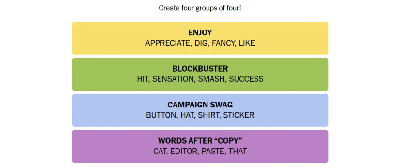 June 13th Connections groups and words.
