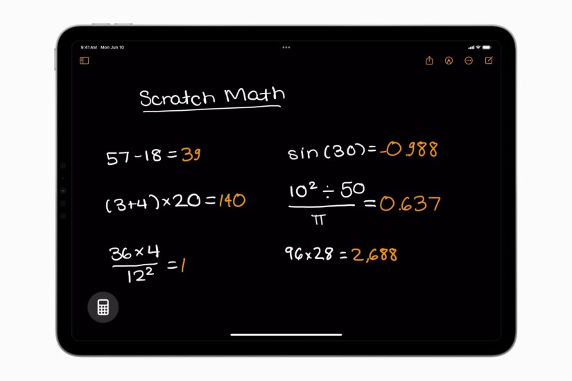 Solving basic math problems with Math Notes on iPadOS18.