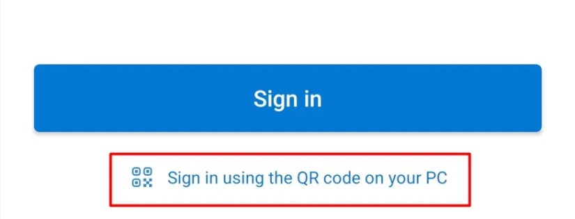 Sign in using the QR code on your PC option in the Link to Windows app