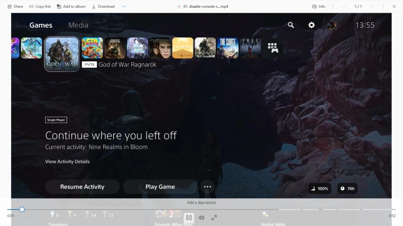 Streaming video on OneDrive.