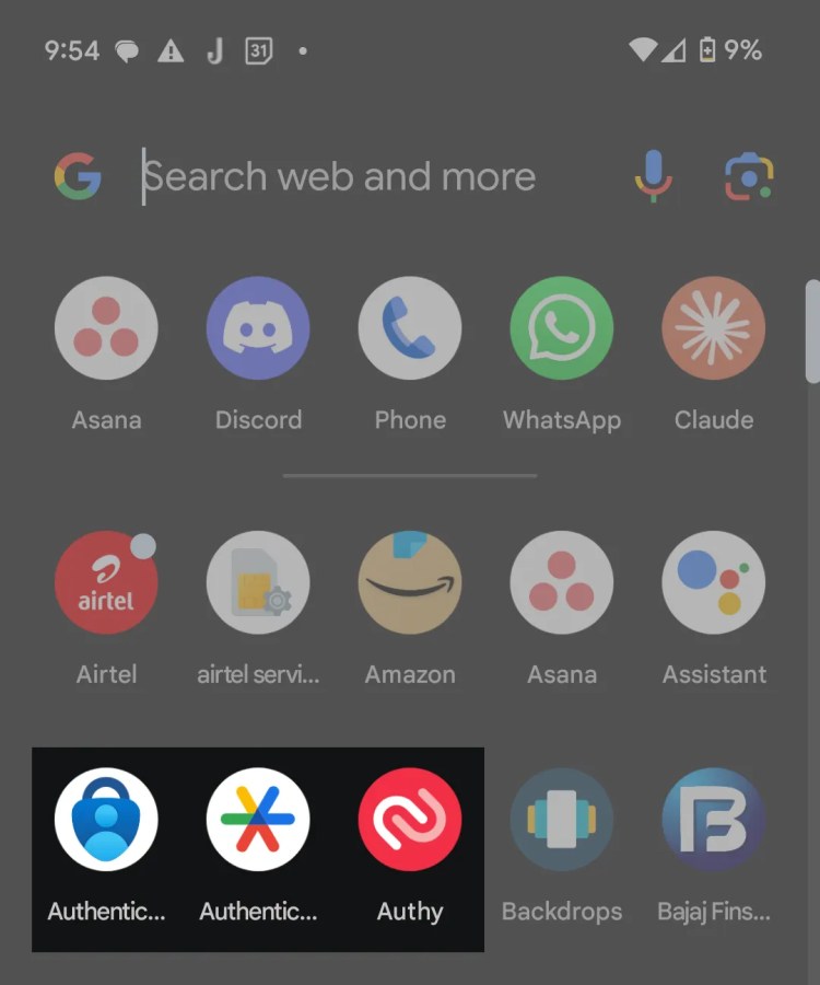 Authenticator apps on phone
