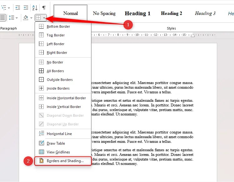 Borders And Shading in Microsoft Word.
