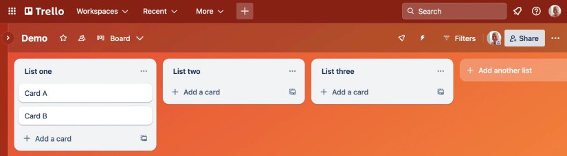 Adding cards to each task.