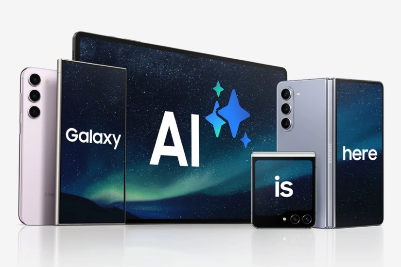 Samsung&rsquo;s latest devices with Galaxy AI&rsquo;s mascot on them.