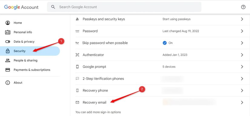 Gmail Account Security Page