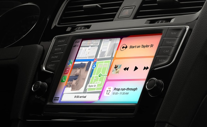CarPlay activated on car&rsquo;s internal display.