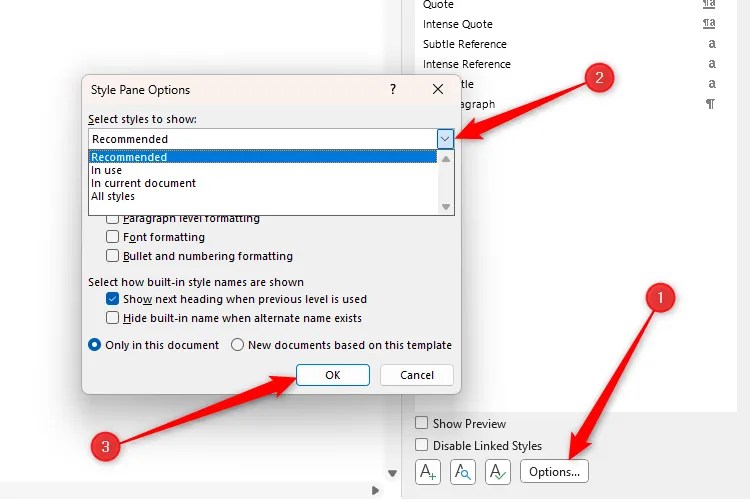 Style Pane options
