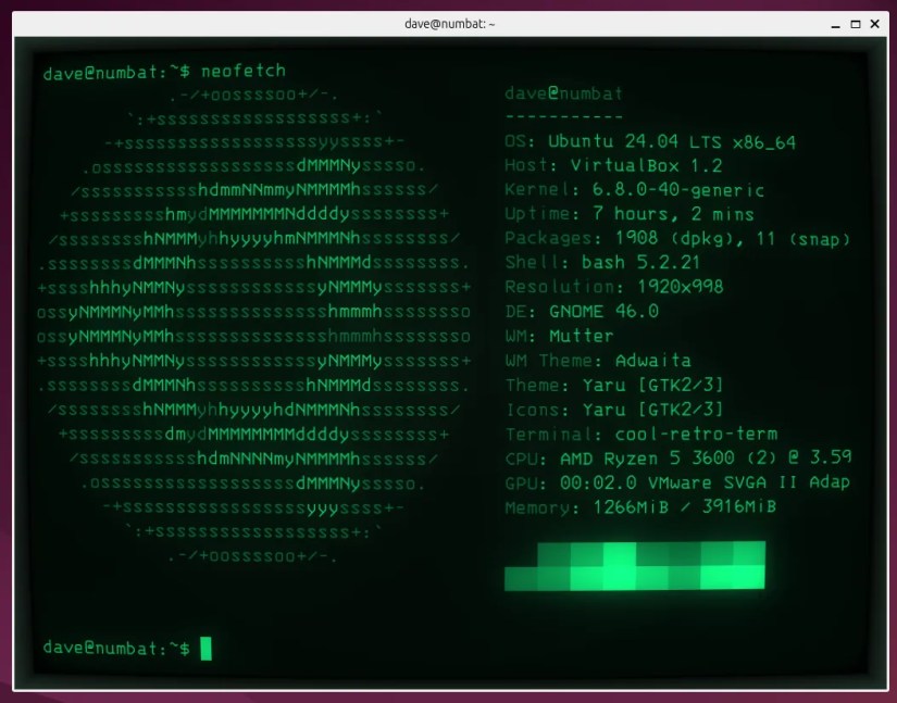 The IBM 3278 CRT display with some effects turned off.