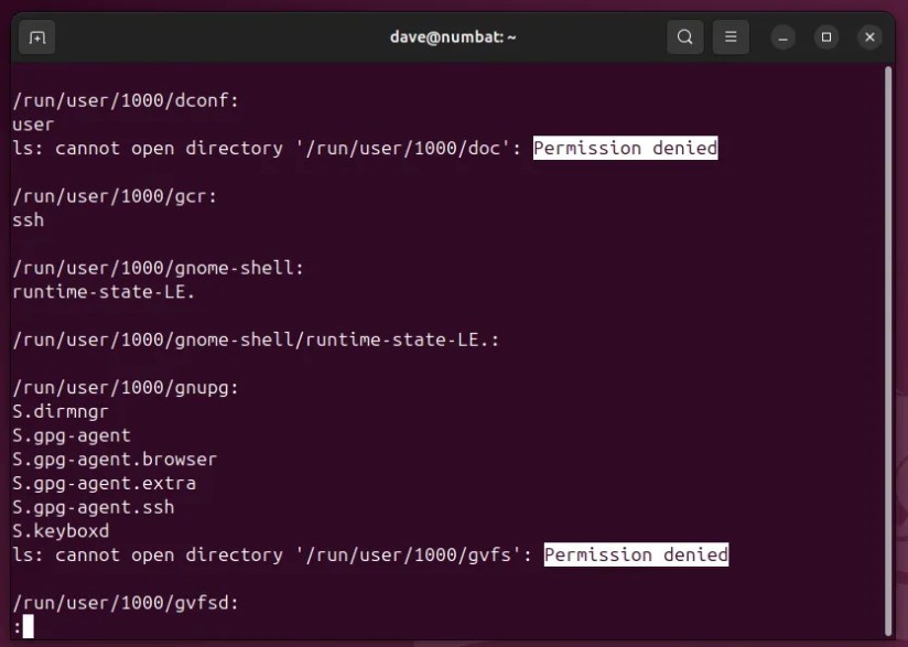 Error messages highlighted in a file being viewed by less.