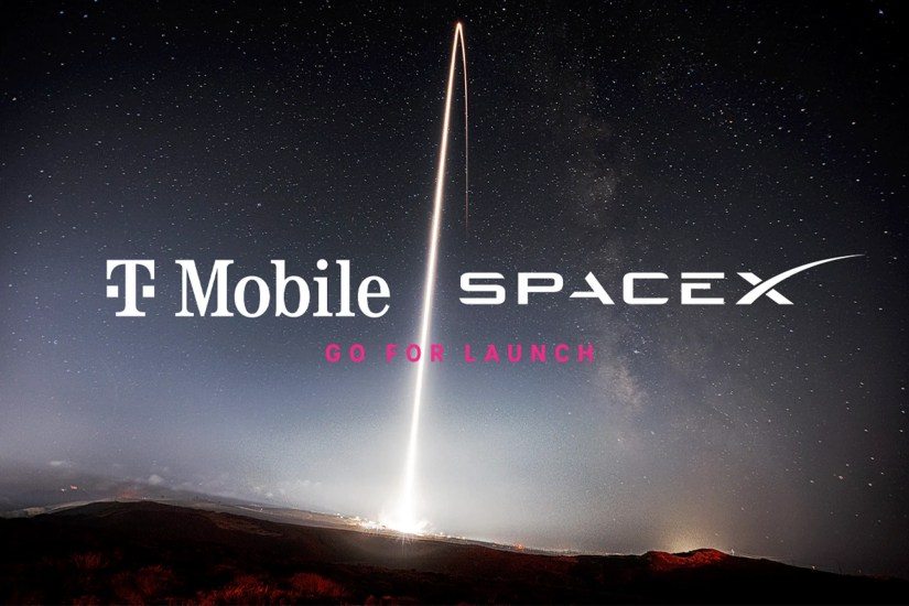 An illustration of T-Mobile and SpaceX&rsquo;s joint satellite-to-cellular service.