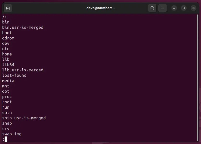 Using less to view the output of a command that has been piped into it.