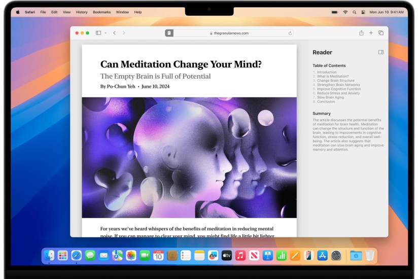 Safari&rsquo;s Reader Mode on macOS Sequoia.