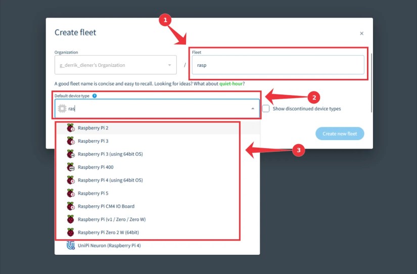 Creating the fleet on BalenaCloud.