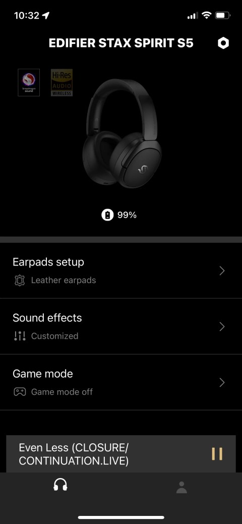 Home screen of the Edifier ConneX app
