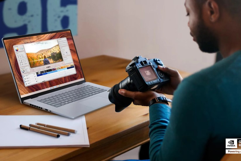 A Photographer Editing Images on the Inspiron 16 Plus Laptop
