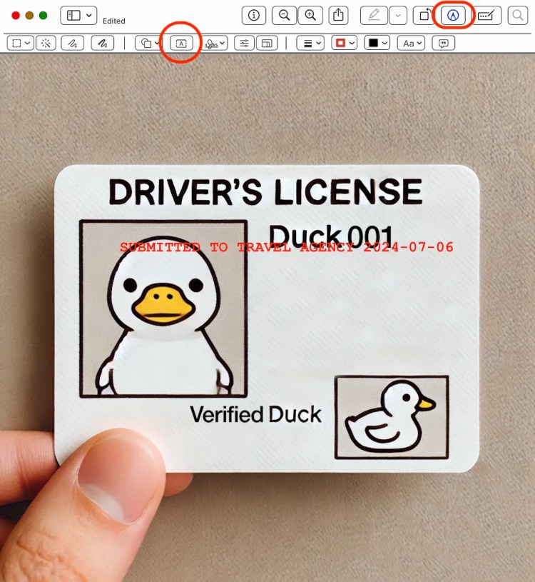 Adding a watermark in MacOS preview.