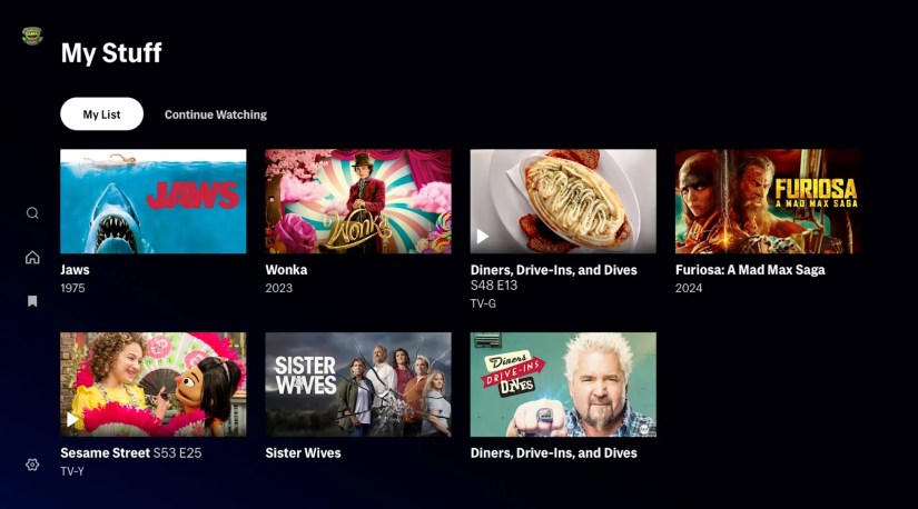 The My List section on Max Apple TV.