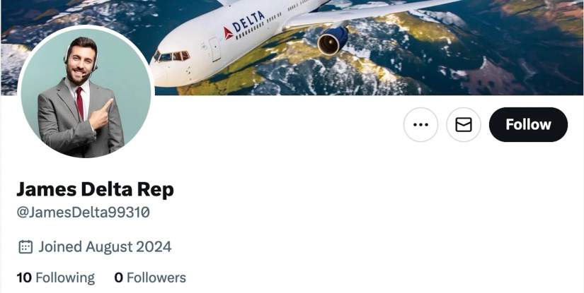 Fake representative account page showing &ldquo;Joined August 2024.&quot;