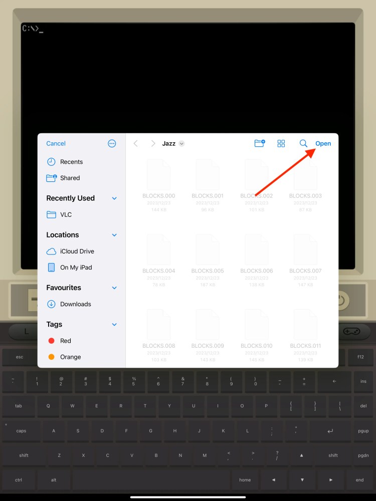 The iDOS 3 file browser
