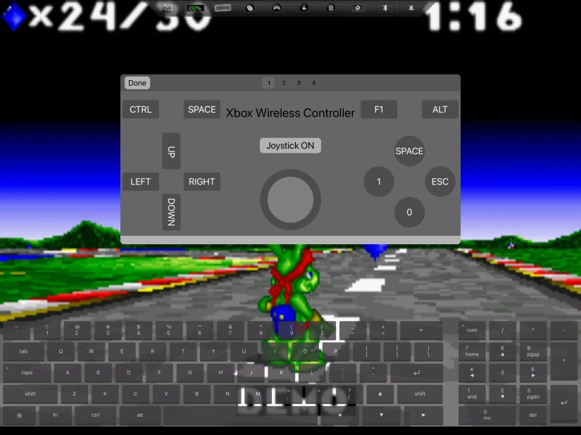 The iDOS 3 gamepad configuration screen.