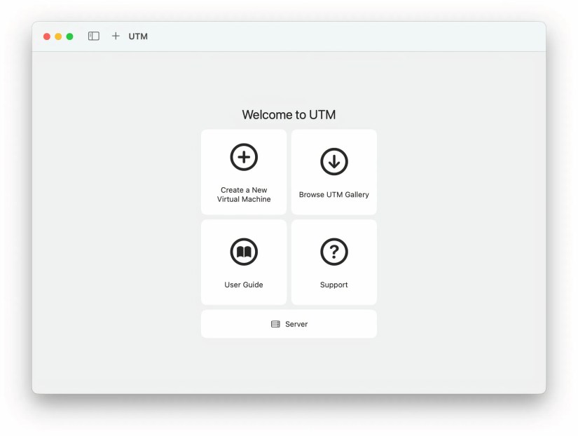 The UTM welcome screen.