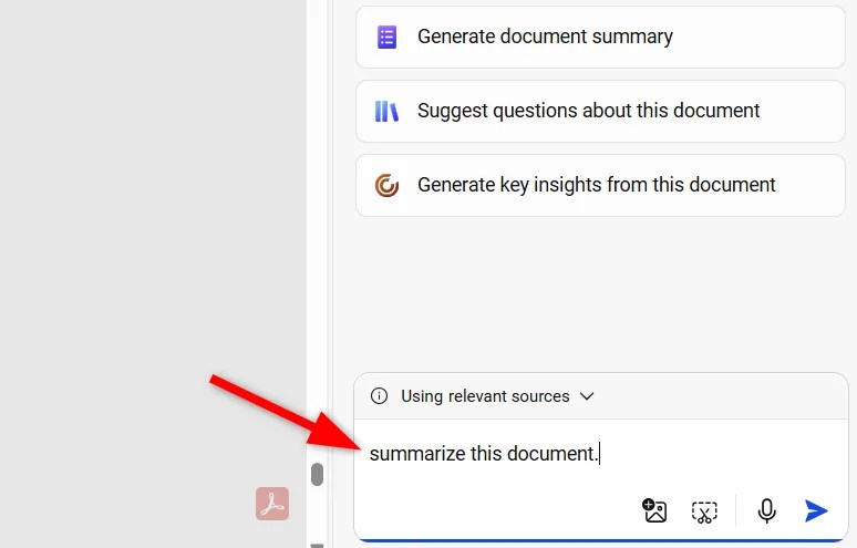 Using Copilot in Microsoft Edge to generate summary of opened PDF file.-1