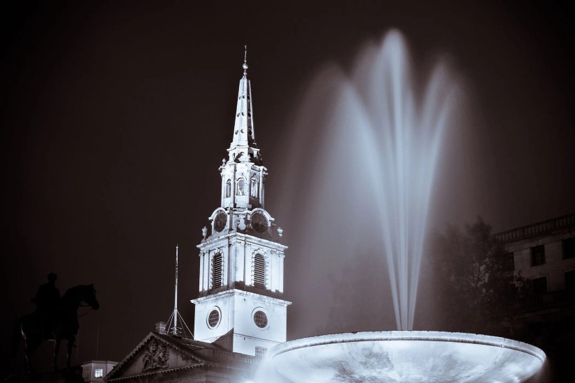 A 30-second exposure of a fountain at night.